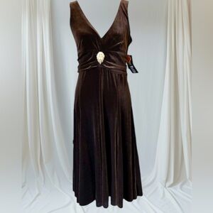 NWT Sheri Martin Chocolate Velour Special Occasion Dress Sz 8 Party Rhinestones